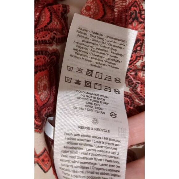 Vero Moda Red Geometric Print Tiered Maxi Skirt Elastic Waist Size Small - Picture 6 of 11